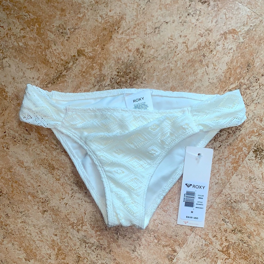 Roxy Cream base girl cream Lace Bikini Bottom surf M